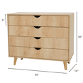 thumbnail image 6 of Falkk Furniture 4-Drawer Dresser – Modern Dresser for Bedroom – Chest of Drawers – Oak, 6 of 6