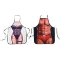 thumbnail image 1 of Cooking Apron, Kitchen Apron Sexy Apron Protective Funny Apron for Lady Apron for Joke Gift (Mu cle+Lace), 1 of 7