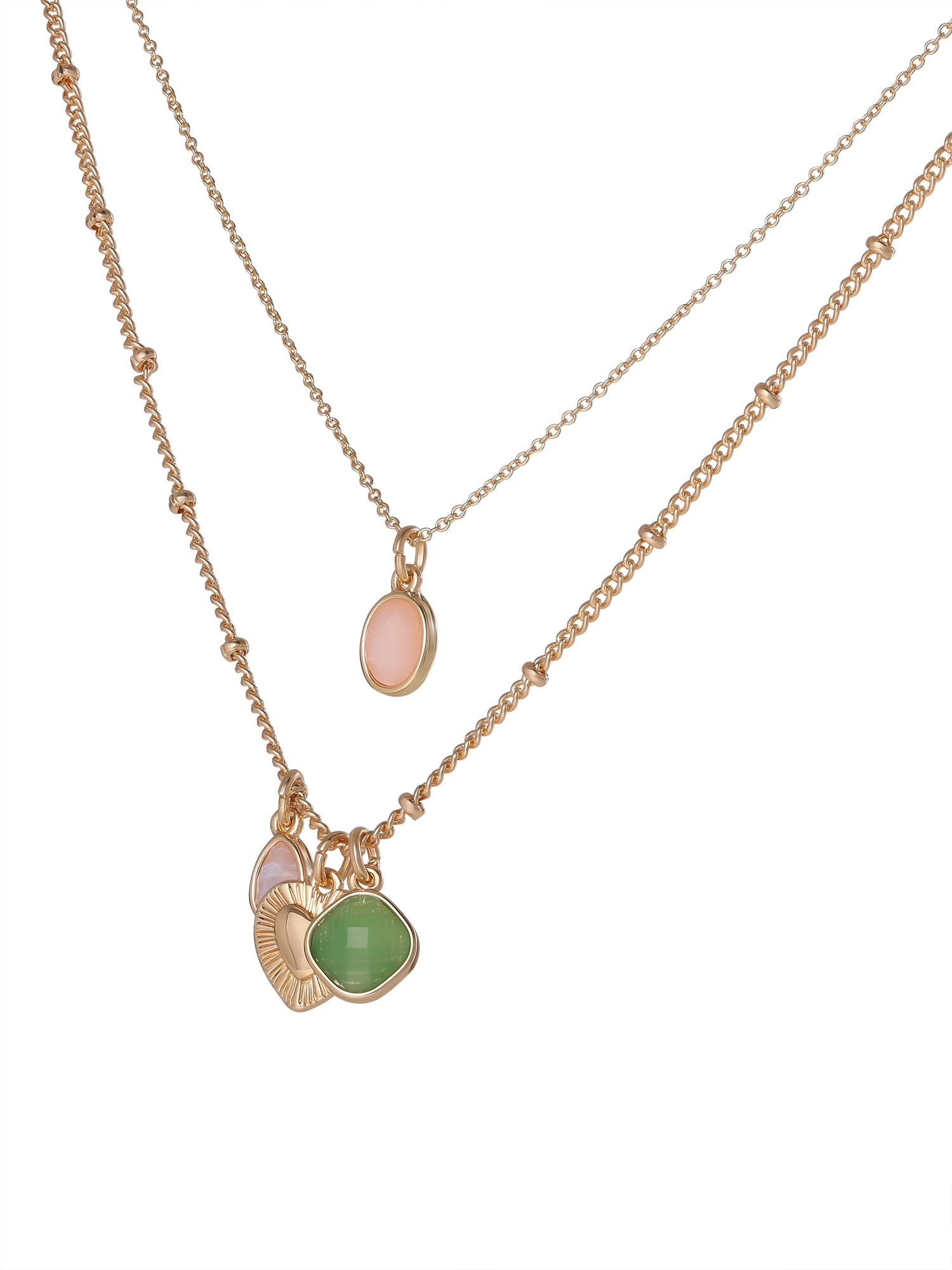 Celebrity Pink Women's Layered Charm Necklace with Decorative Charms