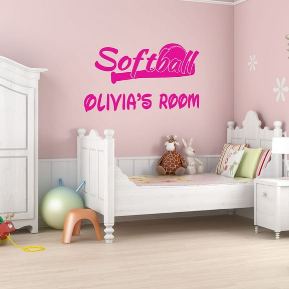 Personalized Sports Wall Decals for Kids Room - Dirt and Bling a Softball Thing Boys Bedroom With Easy Installation Instructions Custom Name Sticker - Size: 10 In x 7 In