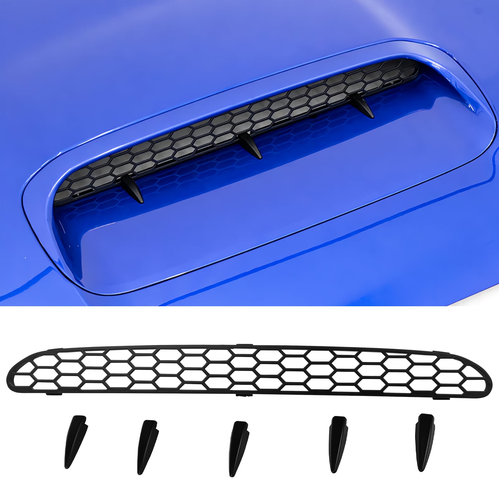 Ikon Motorsports Front Hood Air Vent Mesh Grille for 2015-2021 Subaru WRX & WRX STI 4th Sedan 4-Door Unpainted Black Polypropylene PP