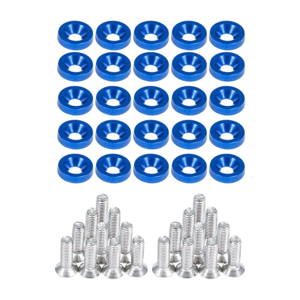 20 tornillos para matrícula con arandelas, herrajes de montaje, tuercas de fijación, seguridad azul