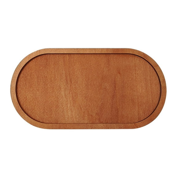 Wooden Serving Tray, Oval Wood Tray With Smooth Edge For Coffee Table, Kitchen Countertop, Dining Room, Party, Breakfast, Snack, Decor - Medium Size
