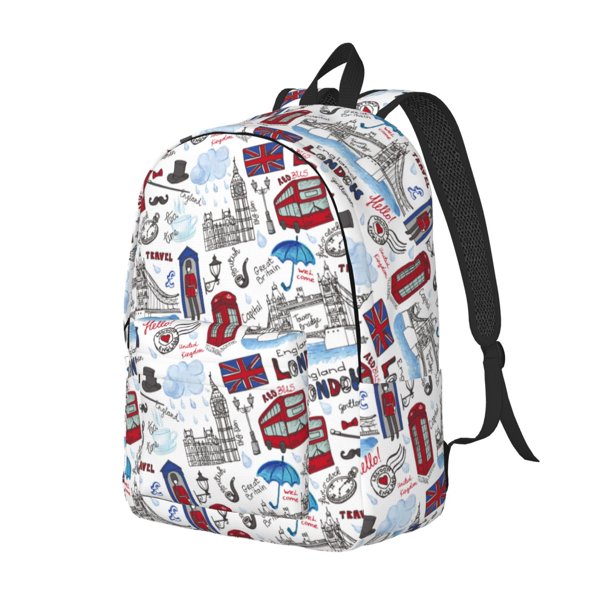 Fotbe London Landmark2 Mochila de Lona con Estampado, Mochila Duradera, Mochila Versátil de Alta Calidad, Mochila Compacta Vintage-Medium