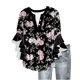 thumbnail image 2 of Tejiojio Women's Casual Printed Top Lace Trim V-Neck 3/4 Sleeves Button Down Fashionable Daily Wear, 2 of 6