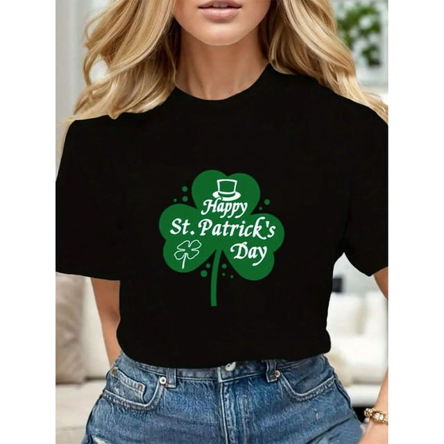 T-Shirts Graphiques Stylés Joyeuse Saint-Patrick Coton Doux Décontracté Manches Courtes Col Rond Fête des Pères, Fête des Mères, Nouvel An, Festival de Printemps, Saint-Valentin, Fête de l'Indépendance, Anniversaires