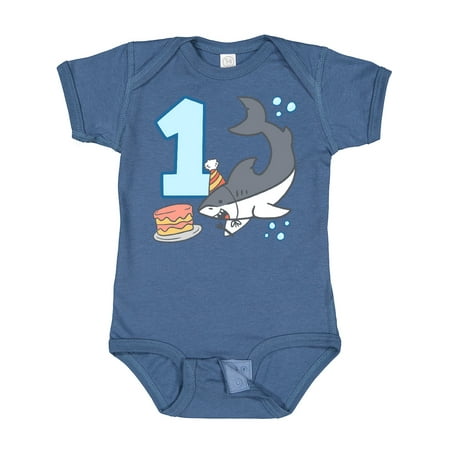 

Inktastic 1st Birthday Shark with Cake Boys or Girls Baby Bodysuit