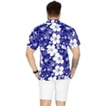 thumbnail image 5 of HAPPY BAY Men's Hawaiian Shirts Short Sleeve Button Down Shirt Floral Shirt Men Holiday Tropical Beach Summer Party Shirts for Men Funny 3XL Allover Hibiscus, Blue, 5 of 6