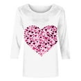 thumbnail image 4 of Penkiiy Chemises de la Saint-Valentin pour Femmes Décontractées Manches 3/4 Col Rond Blouses Imprimé Mignon Tuniques Tops 2025 S Multicolore, 4 of 5