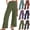 Army Green A, variant on Juslio Women Pants High Waist Side Opening Elastic Waist Casual Linen,with Pockets Straight Leg Pants L