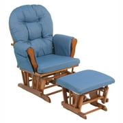 Storkcraft Bowback Glider and Ottoman Set - Cognac/Denim