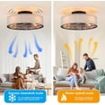 thumbnail image 2 of TICOZE 20 Inch Flush Mount Caged Ceiling Fan with Light - Low Profile Bladeless Farmhouse Fandalier with Remote, 6-Speed Reversible Motor for Bedroom, Kitchen, Living Room, 2 of 7