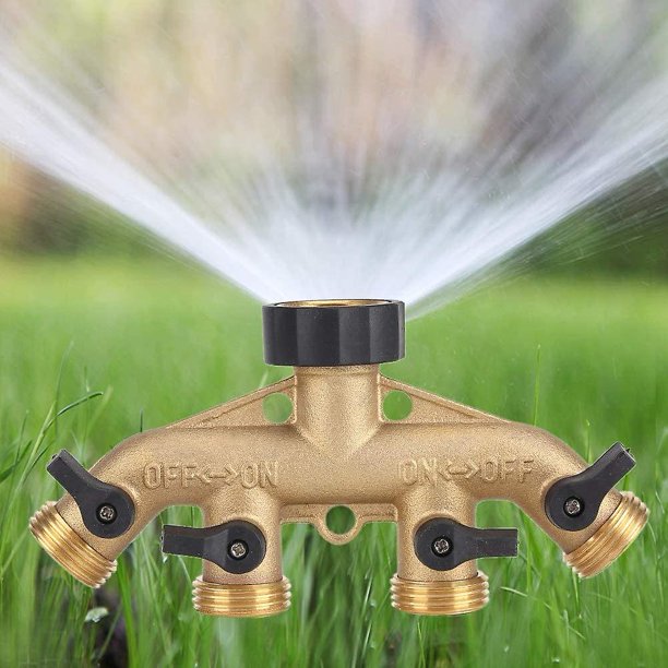 Divisor de grifo de jardín de latón resistente de 2 vías, 3/4" 3/4" Adaptador de conector de manguera para riego de jardines (europisches Gewinde) (2 vías) (4 vías). Afortunado Sencillez