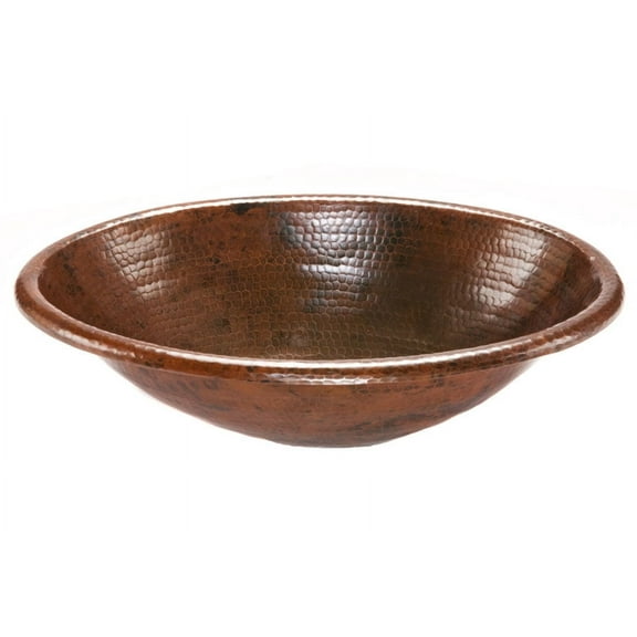Premier Copper Products LO19RDB 19 in. Oval Self Rimming Hammered Copper Sink