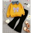 thumbnail image 3 of Eltusu Girls Outfit Sets, Fare Leg Collared Long Sleeve Sweatshirts&Sweatpants Sets Yellow Size 2-3 T, 3 of 6