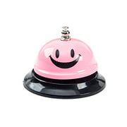 ASIAN HOME Call Bell, 3.35 Inch Diameter, Metal Bell, Pink Smiley Face, Desk Bell Service Bell for Hotels, Schools, Restaurants, Reception Areas, Hospitals, Customer Service, Pink (1 Bell)