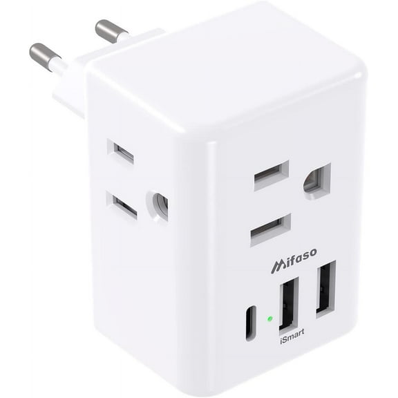 Mifaso 6-IN-1 Type C European Travel Plug Adapter