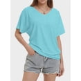 thumbnail image 4 of Womens Casual V Neck T Shirts Short Sleeve Loose Fit Summer Flowy Tops Tees, 4 of 6