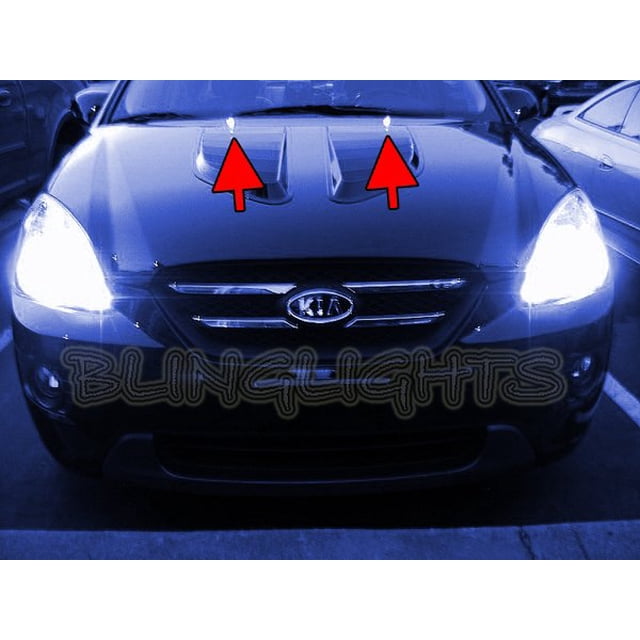 For Kia Rondo White LED Strobe Lamps Hood Sprayer Lights Strobes Windshield Bonnet Washers Kit