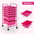 thumbnail image 2 of YEXJ 6-Drawer Rolling Storage Cart, Multifunctional Art Craft Tools Organizer on Wheels, Heavy Duty Utility Mobile Storage Trolley w/ 2 Lockable Wheels for Home Office School, Hot Pink, 2 of 9