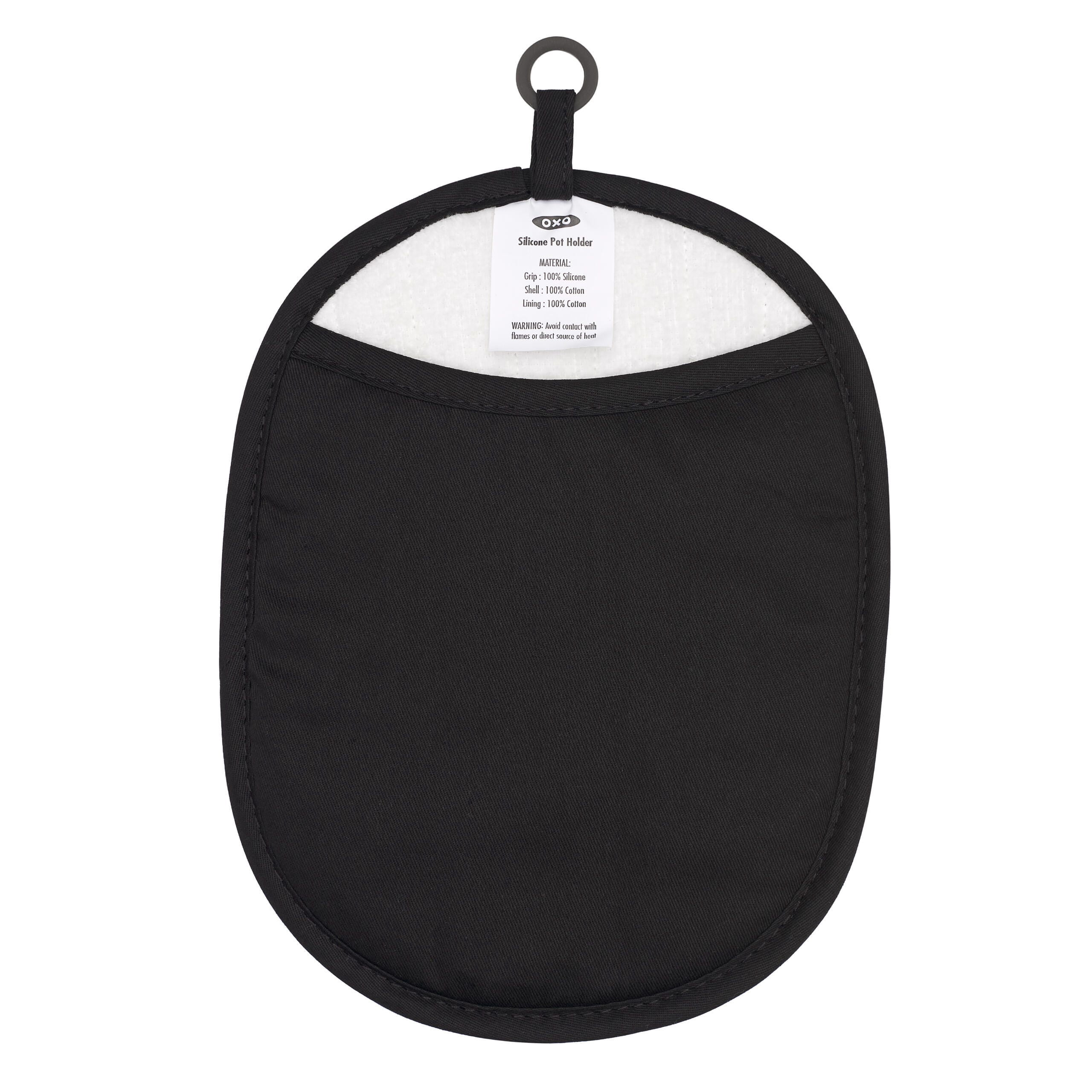 OXO Silicone Pot Holder, Heat-Resistant Non-Slip Holder and Hot Pad for Cooking, Baking & Serving, Black