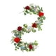 thumbnail image 4 of Guirnalda de rosas y peonías artificiales, guirnalda floral, decoración versátil para colgar en la puerta principal. Rojo, 4 of 9
