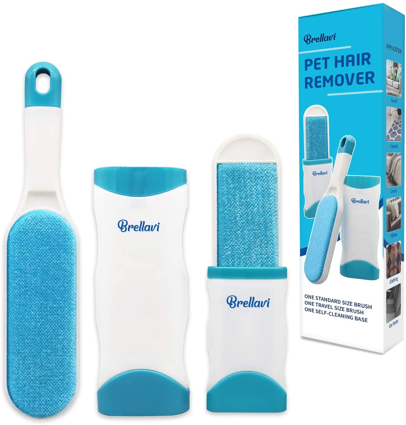 Pet Hair Remover Brush with SelfCleaning Base, DoubleSided Pet Hair