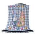 thumbnail image 6 of Bunny Gnomes Easter Blanket Soft Cozy Warm Twin Blanket for Bed, Plush Fuzzy Flannel Fleece Blankets for Sofa, Eggs Blue Checkered Farmhouse Throw Blankets for Couch, Gifts for Men, 60"x80", 6 of 9