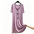 thumbnail image 4 of ZyeKqe Womens Nightgown Short Sleeve Bow Casual V Neck Pajamas Lightweight Loose Soft Comfy Loungewear Sleep Shirts, 4 of 5