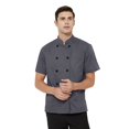 thumbnail image 3 of TOPTIE Short Sleeve Chef Coat Jacket Gray Lightweight Button Chef Uniform, 3 of 9