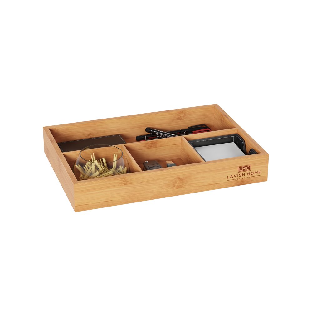 4 Compartment Bamboo Drawer Divider Space Saving Organizer by Lavish Home