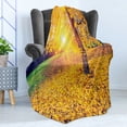 thumbnail image 4 of Forest Soft Flannel Fleece Throw Blanket, Colorful Foliage in the Autumn Park Evening View Natural Inspired Picture Print, Cozy Plush for Indoor and Outdoor Use, 60" x 80", Yellow Green, by Ambesonne, 4 of 5