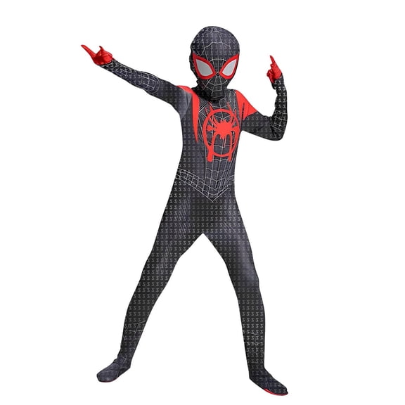 HTQWLP Halloween Superhero Costumes, Pop Role Playing Fancy Dress Costumes, Halloween Stage Performance Cosplay Outfit-Jumpsuit with Mask, Birthday Party Dress up Costumes for Boys, Black/120
