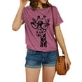 thumbnail image 2 of Giraffe Print Graphic Short Sleeve T-Shirt Plus Size Women Tops, 2 of 5