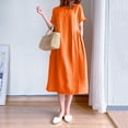 thumbnail image 2 of Summer Dresses for Women, Dresses for Women,Women's Casual Short Sleeve Elastic Waist Dress Round Neck Solid Loose Flowy Comfortable Summer Outfit, 2 of 6
