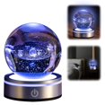 thumbnail image 1 of Bola de Cristal 3D Sistema Solar con Base LED 8cm Iluminada para Amantes de la Astronomía Niños y Ad, 1 of 9