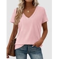 thumbnail image 3 of PRETTYGARDEN Women's V Neck T Shirts Summer Short Sleeve Spring Going Out Tops Casual Loose Fit Basic Tees Beach Clothes, 3 of 9