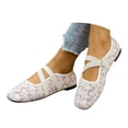 thumbnail image 3 of Women's Spring Ballet Style Flat Pumps Open Toe Lace Up Design Soft Sole Lightweight Comfortable Elegant Casual Shoes For Daily All Day Wear Beige 39, 3 of 8