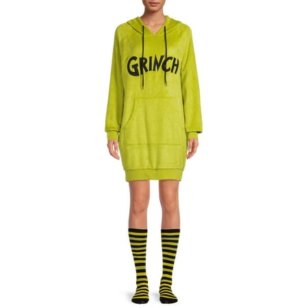 Dr. Seuss Women's Grinch Sleep Shimmer Lounger with Socks
