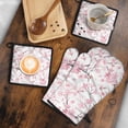 thumbnail image 5 of Pioneer Flower Floral Print Pattern Kitchen Oven Mitt and Pot Holder Sets 2 Pcs for Baking, Cooking and Grilling, Heat Resistant Up To 392 °F, 5 of 7