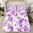 thumbnail image 2 of Manfei Purple Blossoms 3pcs Twin Sheet Sets for Kids Children,Spring Graden Twin Fitted Sheet,Chic Floral Flowers Breathable Flat Sheet,Microfiber Bedroom Decor, 2 of 7