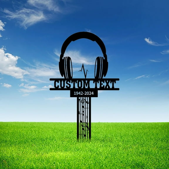 Custom Personalized Metal Grave Markers, Music Lover Remembrance Plaques, Outdoor Sympathy Stakes, Bereavement Outdoor Plaque