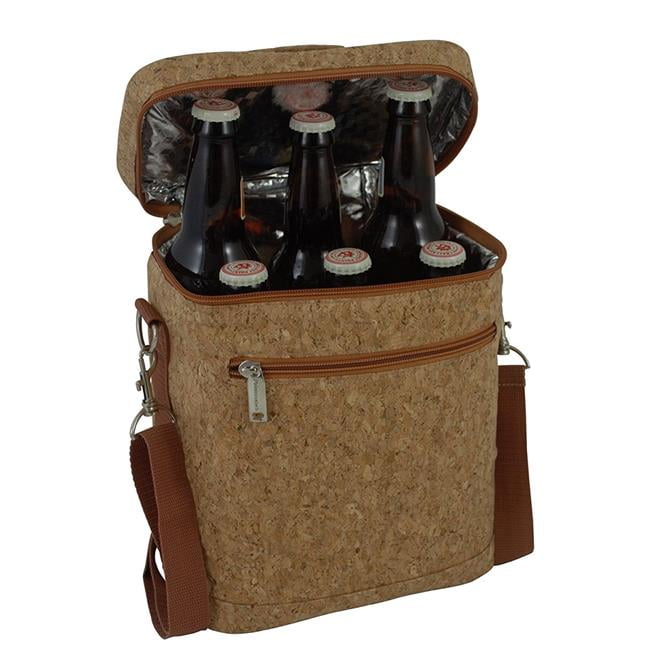 Beer BagInsulated 6 Bottle Beverage Tote, Cork