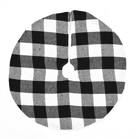 

AMNHDO Christmas Tree Skirt Mini Checkered Soft Pad for Living Room Bedroom (White)