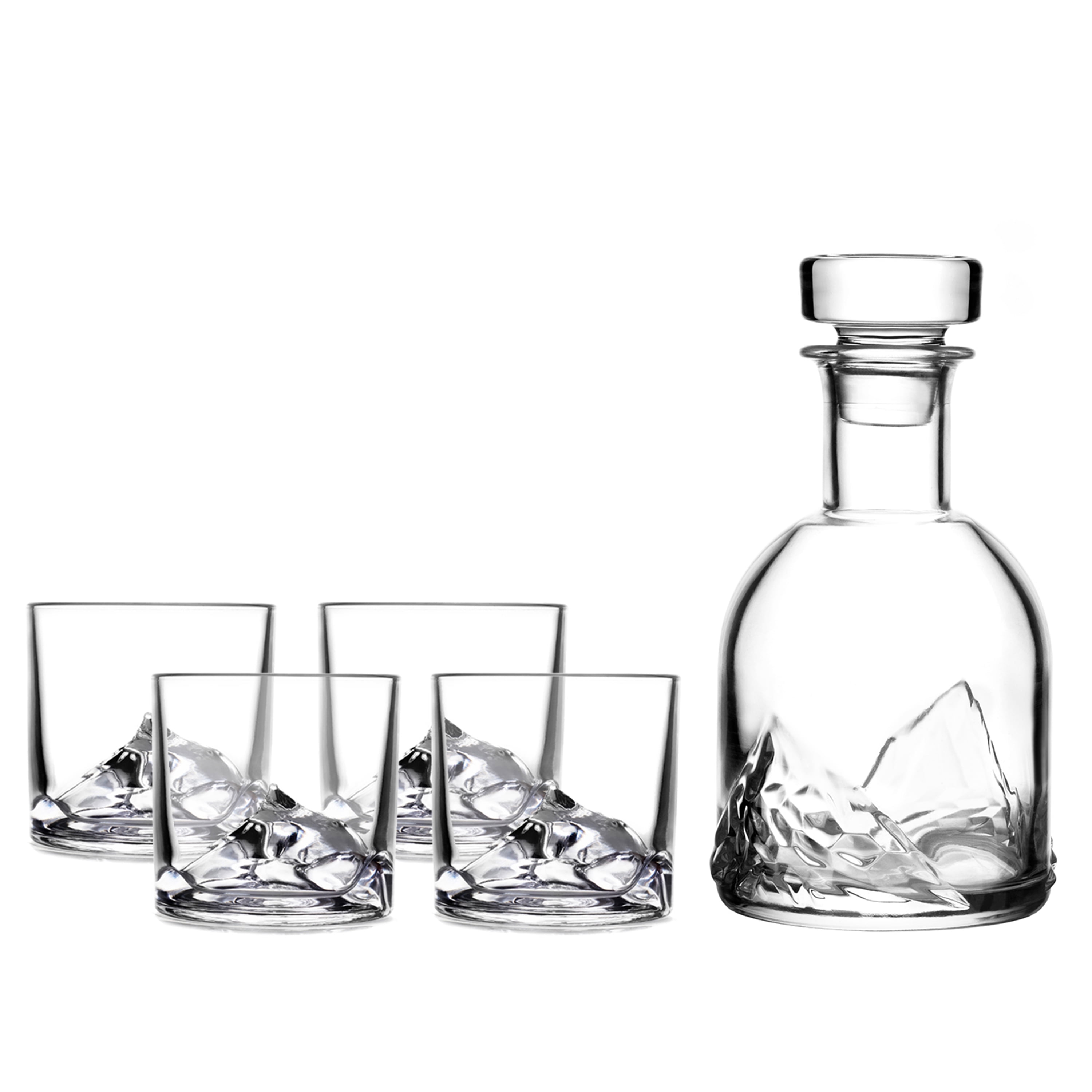 LIITON Mount Everest Crystal Whiskey Decanter Set with Glasses