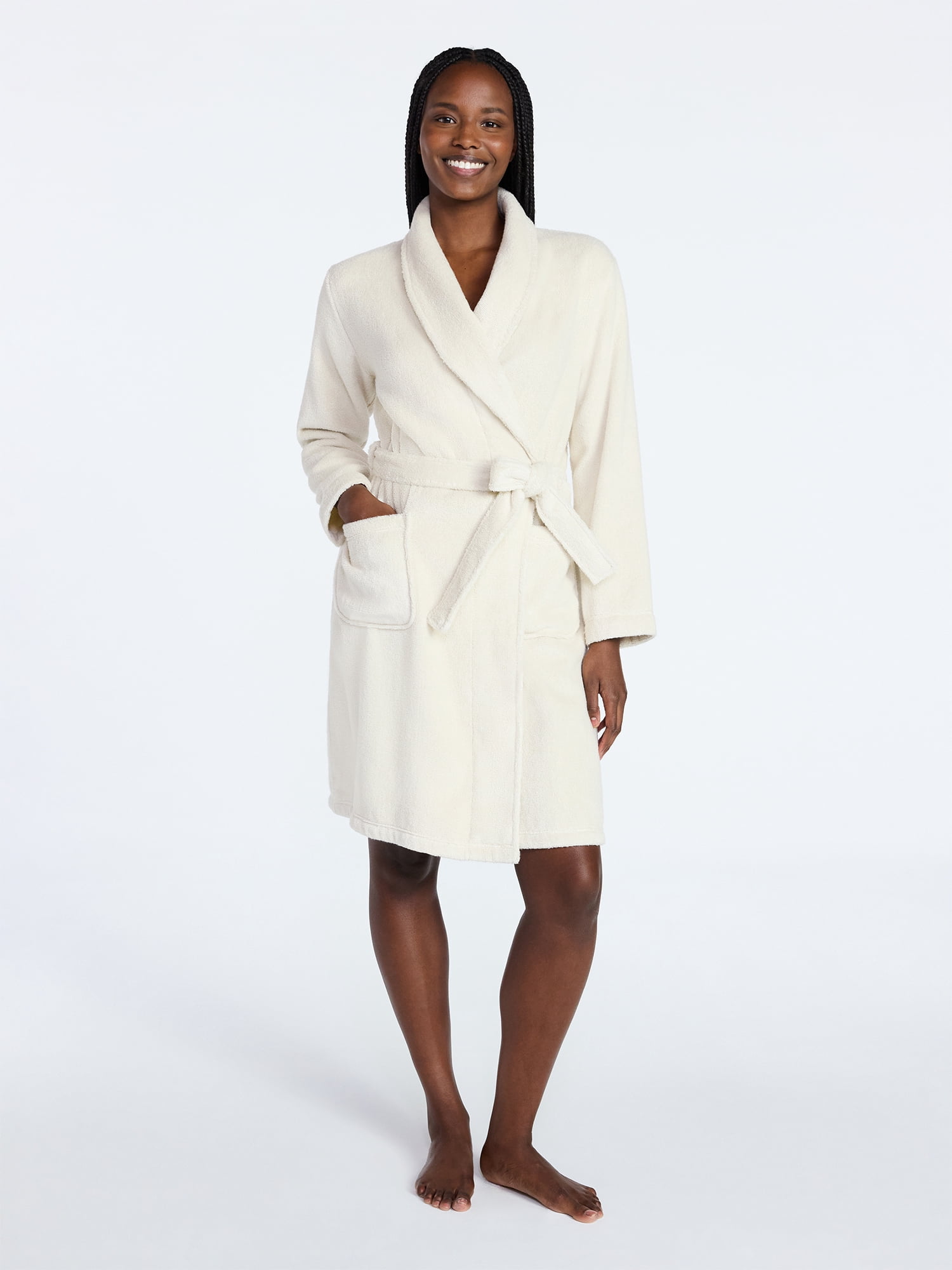 Joyspun Women's Cotton Terry Robe, Sizes S-3X