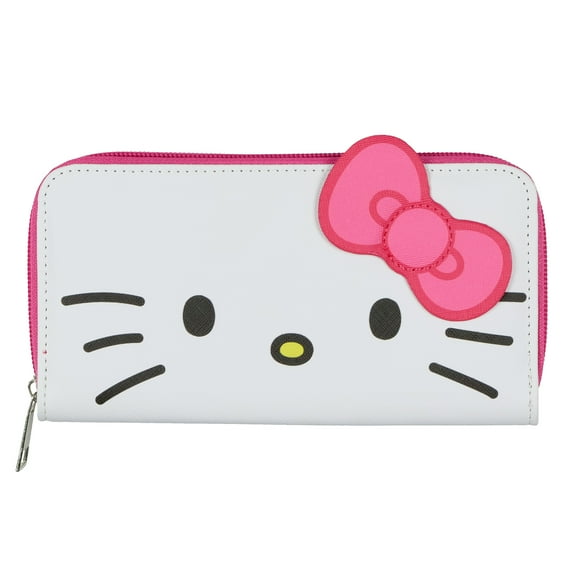 Sanrio Hello Kitty Wallet Women's 3D Bow Faux Leather Full Zip Around Wallet