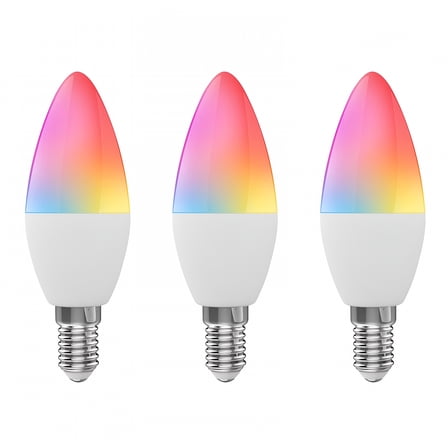 HIBIBUD WiFi Smart Bulb RGB W C LED Candle Bulb 5W E12 Dimmable Light Phone APP Remote Control Compatible with Alexa Google Home for Voice Control,3 pack