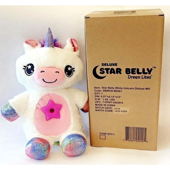 Star Belly Dream Lites White Unicorn - Stuffed Animal Night Light