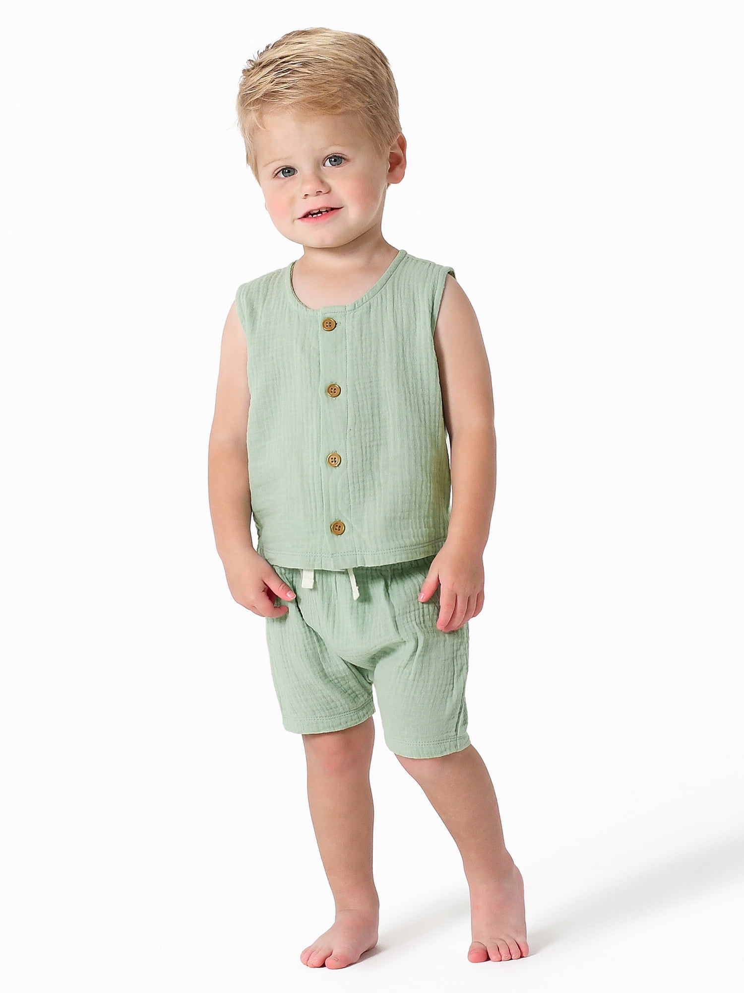 Modern Moments by Gerber Baby Boy Top and Short Outfit Set, 2 Piece